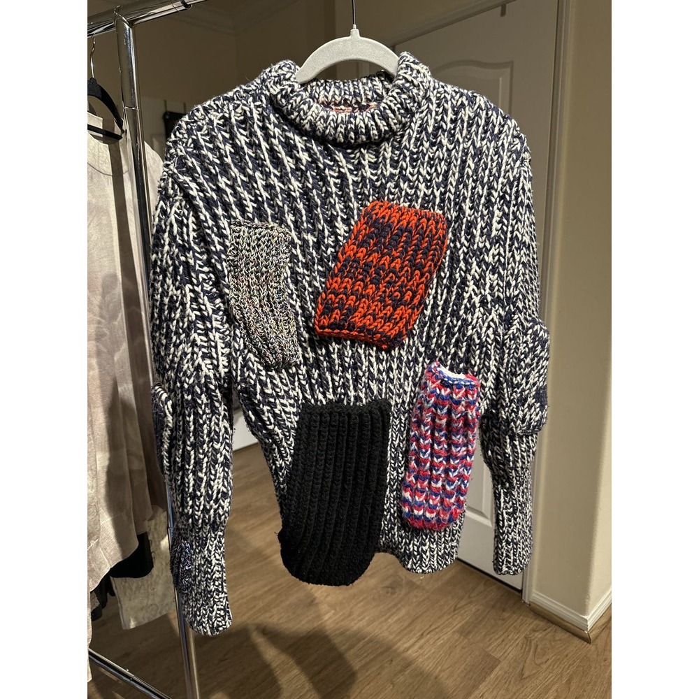 Raf Simons Sterling ruby RARE heavy knit patchwork sweater